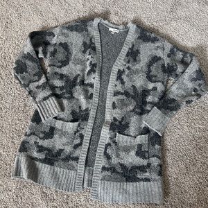 Grey and black animal print cardigan